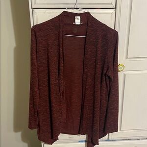 Cotton Emporium Burgundy Open Cardigan